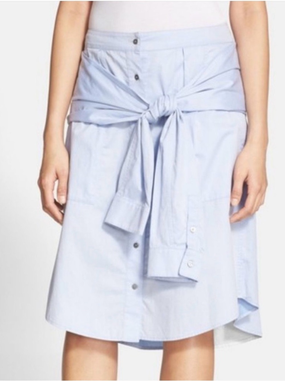 T by Alexander Wang Blue Wrap Tie Skirt Button Front Asymmetrical Size 4 EUC